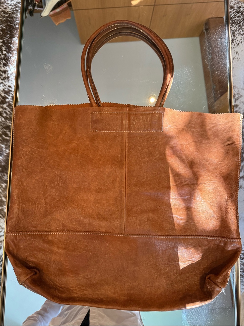 Pre-Loved Banana Republic Classic Brown Leather Tote Bag - Women's Carryall